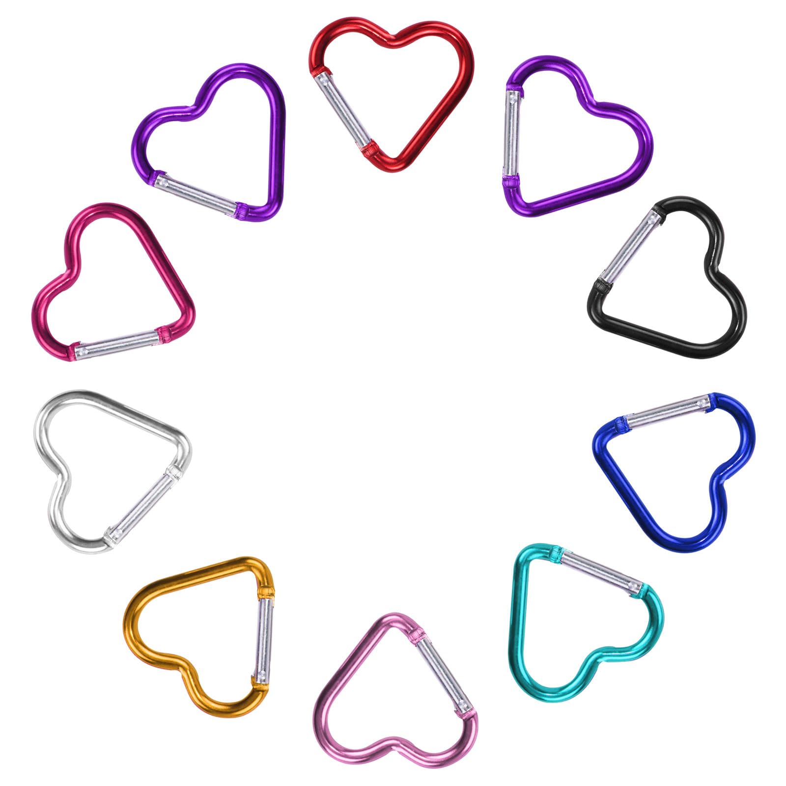 MUNSKT 10 Pcs Heart Carabiner, Keyring Clip, Carabiner Clip Heart, Colourful Carabiner Hook, for Outdoor Traveling Walking, Camping, Fishing