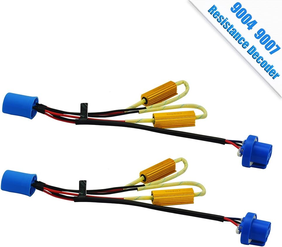 TZ Autoparts 9004 9007 LED Headlight Bulb 6 Ohm Resistance decoder, CANBUS EMC Warning Error Free Decoder Canceller Capacitor Anti Flicker Resistor Harness for LED Headlight 9004 9007 Systems