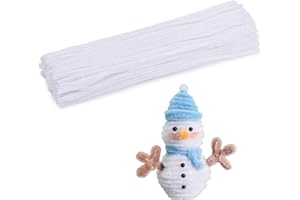 VEROAVE 110 Pieces White Pipe Cleaners, Christmas Craft Pipe Cleaners, Pipe Cleaners Chenille Stem, Pipe Cleaners Bulk, Art Pipe Cleaners for Creative Home Decoration Supplies Arts and Crafts Project