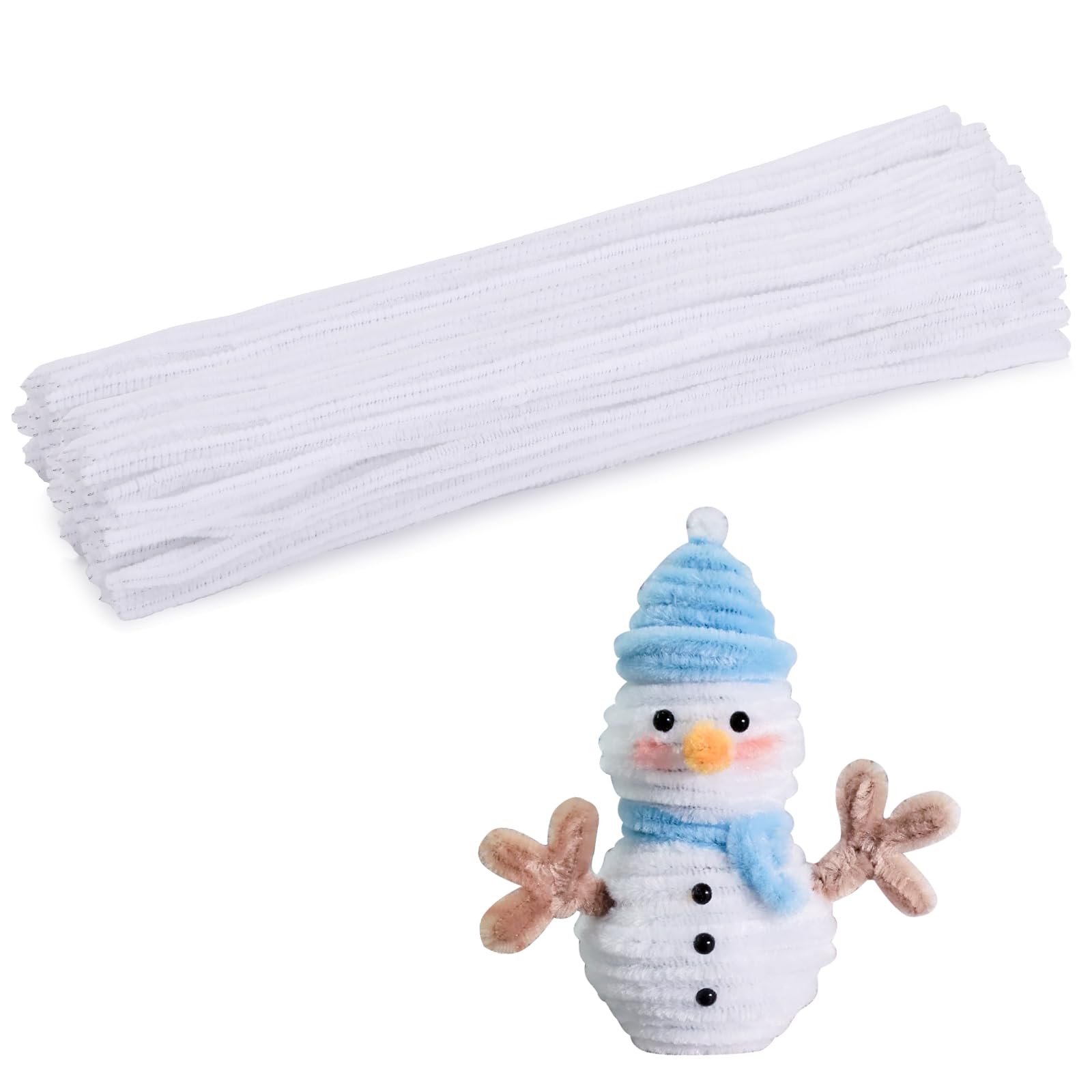 Photo 1 of 110 PCS White Pipe Cleaners, Christmas Craft Pipe Cleaners, Art Pipe Cleaners for Creative Home Decoration Supplies Arts and Crafts Project