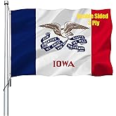 REIDFERR Iowa Flag 3x5 Outdoor Double Sided - Heavy Duty 3Ply Polyester Iowa State Flags Long Lasting 4 Rows Hemming IA Flag with 2 Brass Grommets 3 X 5 Ft