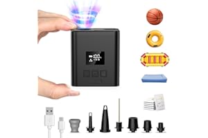 OMQ Portable Air Pump for Inflatables, 5000mAh Battery Mini Air Mattress Pump with LED Display & Camping Lantern, Electric Air Pump to Inflate Deflate for Pool Floats, Balls