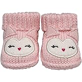 Shag Wear Newborn Baby Girl Owl Knit Socks Pink, Soft and Cozy, Cute Owl Design, 100% Cotton