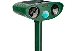 LRENQLLY 2024 Solar Ultrasonic in Repellent Defender Rat, Squirrel, Deer, Raccoon, Skunk, Rabbit, Mole, Dog, Cat, Waterproof with Motion Detector
