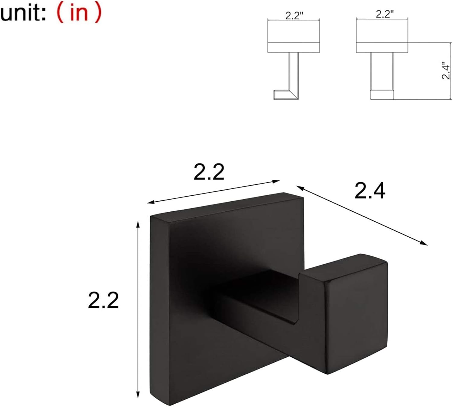Nolimas 2 Pack Matte Black Towel Hook Stainless Steel Bathroom Rustproof Clothes Towel Coat Hook Wall Mounted Square Toilet Kitchen Heavy Duty Door Hanger: Home & Kitchen