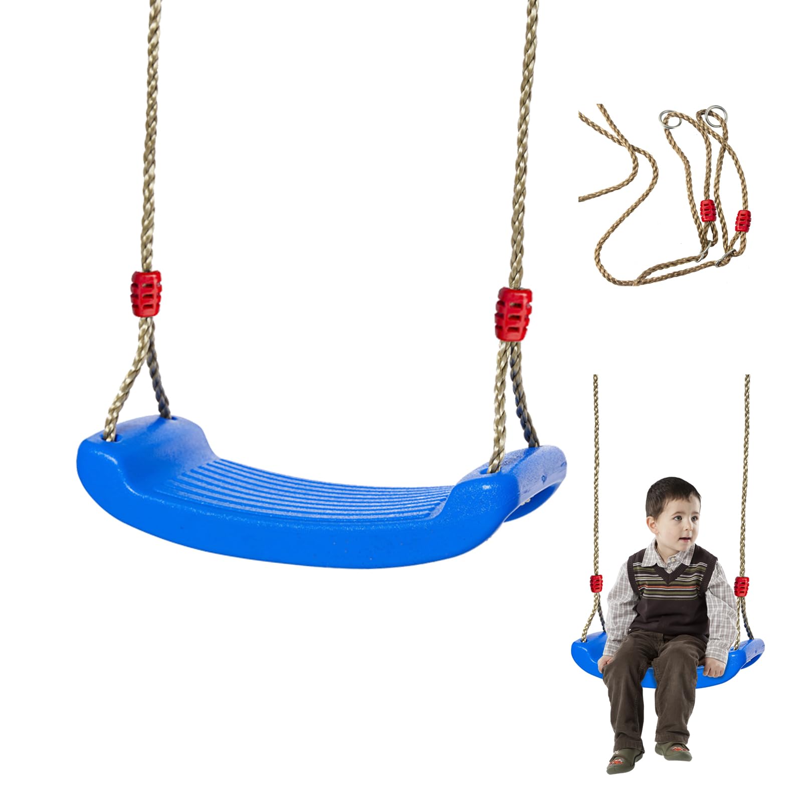 IFOYO Kids Swing Seat - Outdoor 220lbs/100kg Weight Capacity, Steel Rope & Weatherproof Seat for Backyard/Playground (Ages 3-10, Blue)
