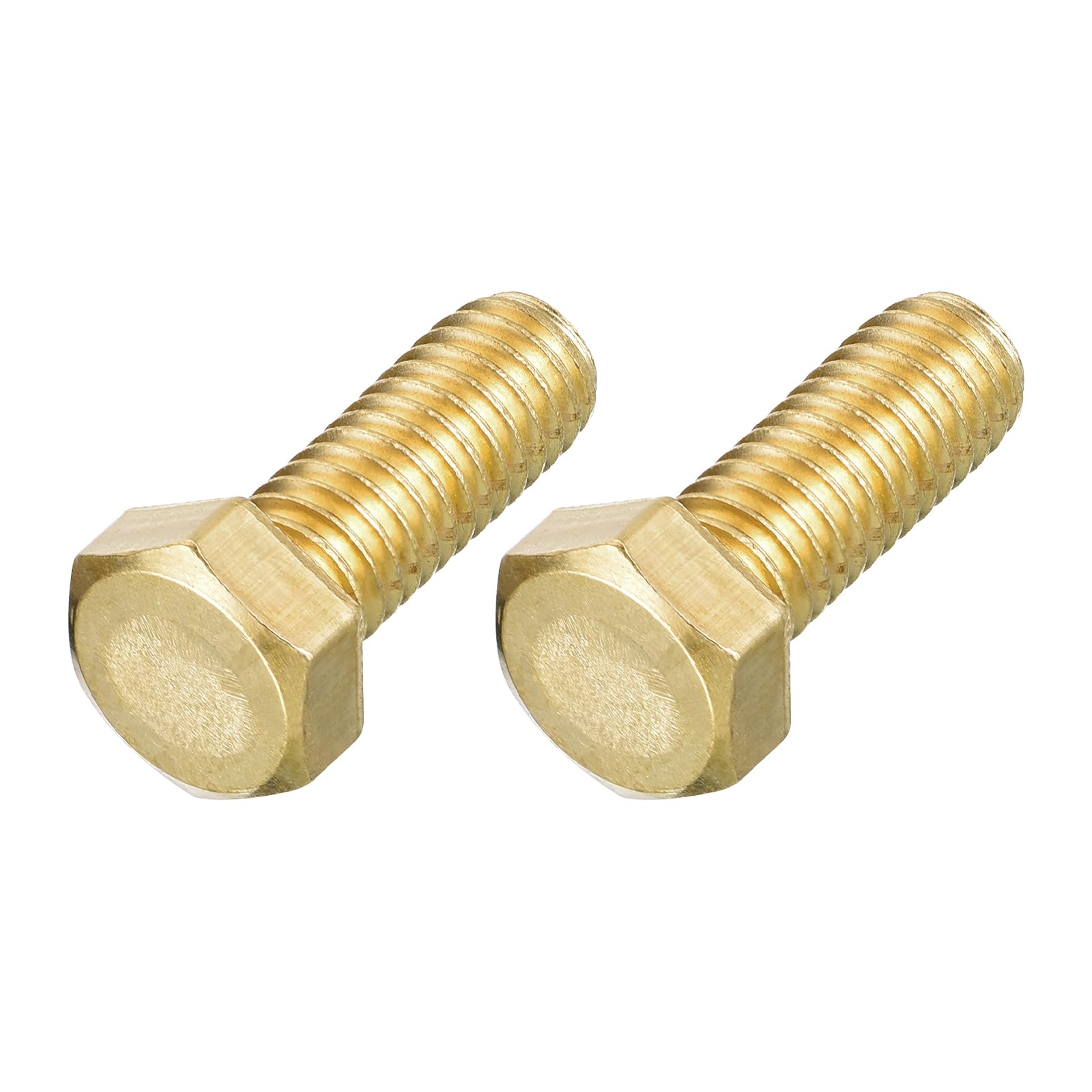 METALLIXITY Hex Head Screw Bolt (3/8-16x1") 2Pcs, Brass Fully Threaded Solid Brass Hex Bolts Machine Screws - for Machinery Repair — image 1
