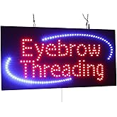 Eyebrow Threading Sign, 24"x12", 60x30cm, TOPKING, LED, Neon, Florescent, Signage, Signboard, Display, Billboard, Screen, Grand Opening, Gift