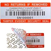 380pcs Tamper Proof Barcode Stickers,Security Label, Warranty Void Sticker with Serial Number,Sealing Label for Package(2x0.8 inches,Red)