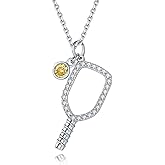 Vekoliry Pickleball Pendant Necklace 925 Sterling Silver Jewelry Pickle Ball Gifts for Women