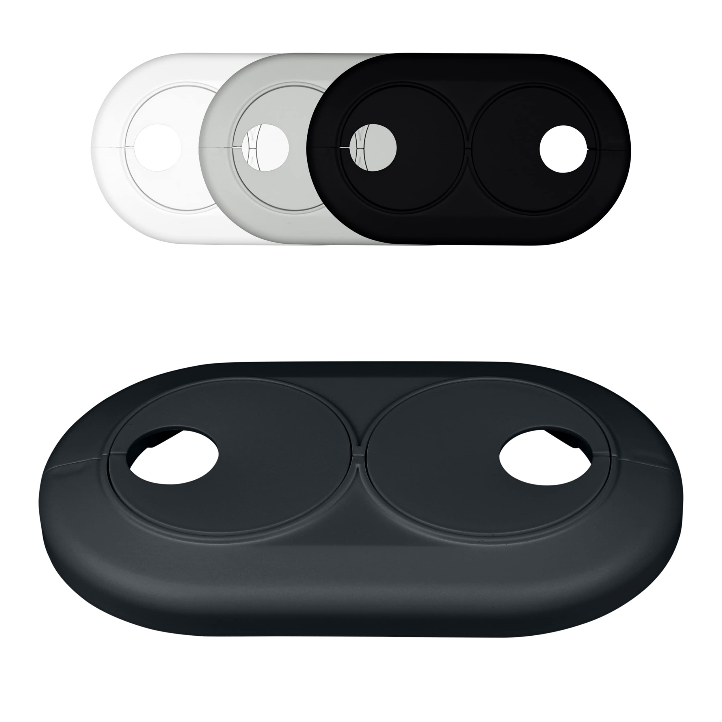 FUX 3 Radiator Pipe Covers Double Collars 16mm Anthracite - Heater Covers - Variable Spacing 28-63mm