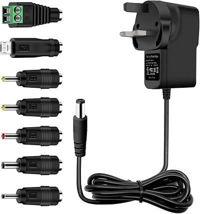 Etopgo 12V 1A Universal Power Adapter with 7 Tips for LED CCTV TV Box
