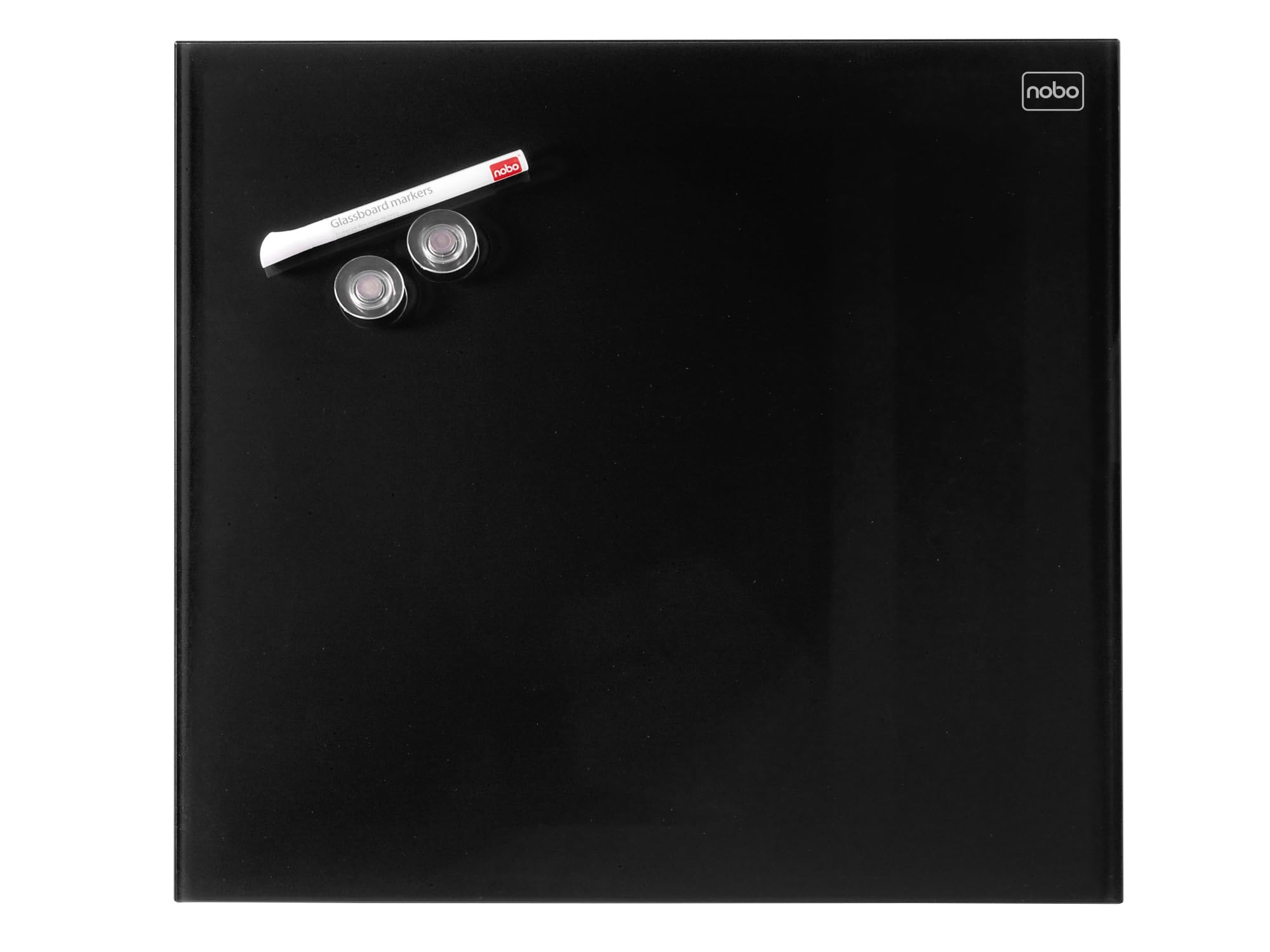 Nobo Glass Whiteboard, Magnetic, 300 x 300 mm Square Tile Design, Includes Glassboard Marker, Magnets and Fitting Kit, Black, 1903950