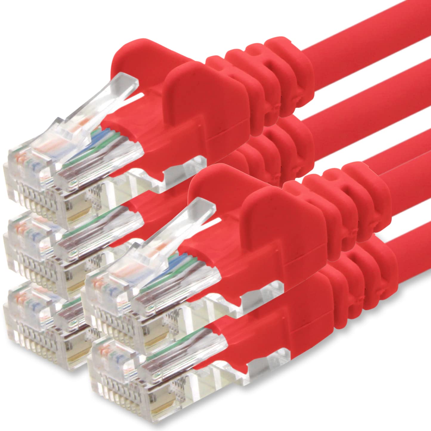 1aTTack.de Network cable Cat.6 - red - 5X - 0.25m - (set) - CAT6 Ethernet cable Lanka cable 1000 Mbits patch cable — image 1