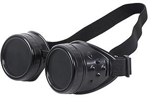 TOEKSIX Adjustable Vintage Steampunk Goggles - Mad Scientist Style Gothic Glasses for Cosplay & Halloween Costumes