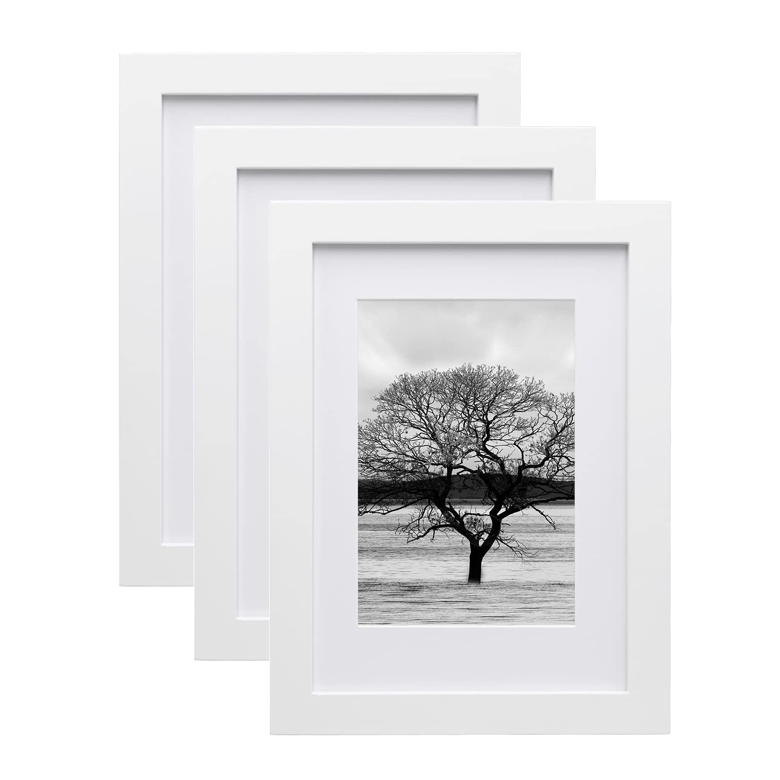 EGOFINE A5 Frames White Set of 3,Wooden Photo Frames A5,14.8x21cm Picture Frames,A5 Poster Frames with Plexiglass for Tabletop and Wall Mounting — image 1
