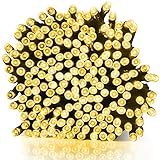 [Upgraded] Warm White Outdoor String Lights 200LED 65ft Solar Powered Waterproof Fairy Lights Landscape Flashing Lighting for Garden Patio Lawn Path Xmas Wedding Party Holiday Seasonal Decoration