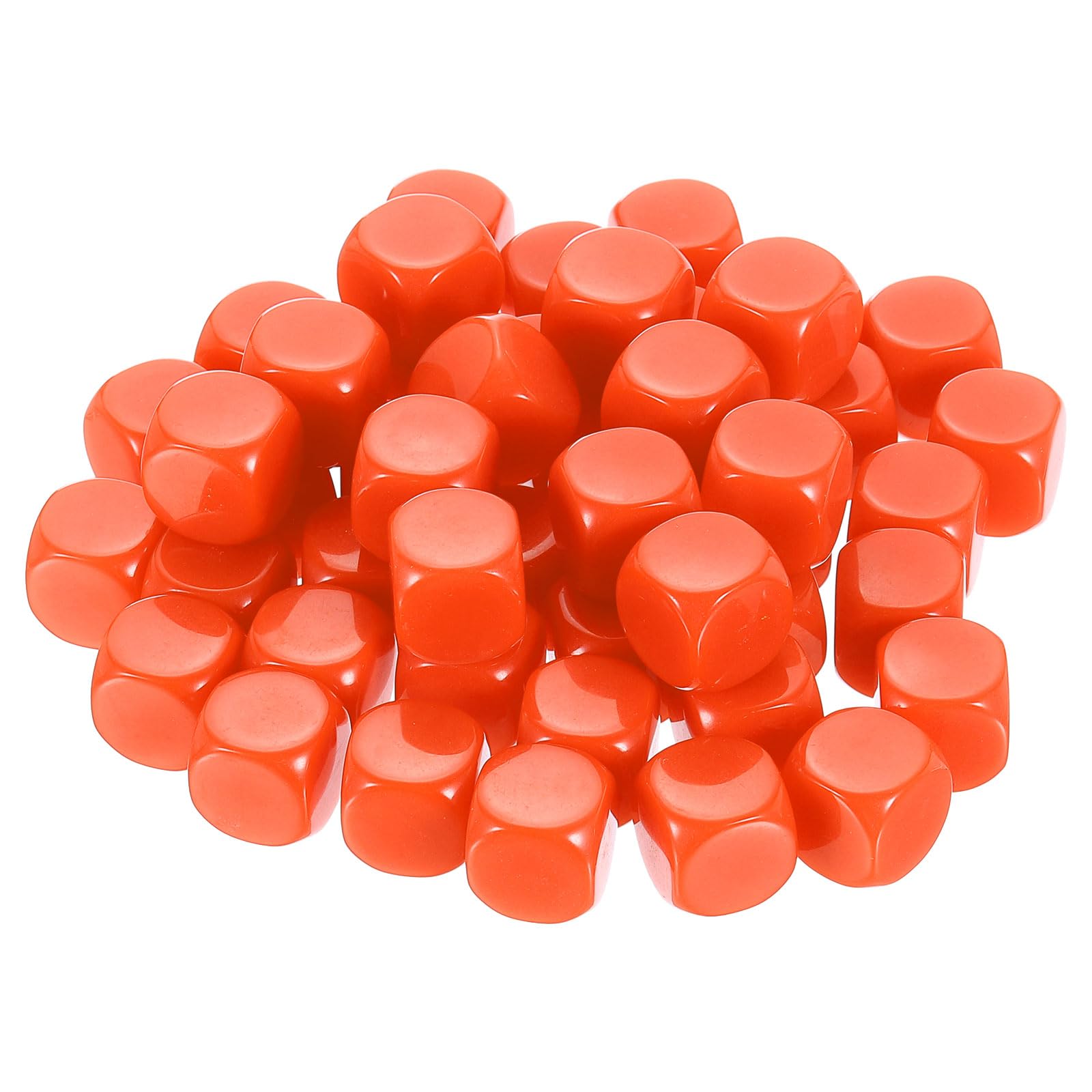 sourcing map 50 Pcs Acrylic Blank Dice Six Sided, 1.6cm/0.63inch Rounded Corners Blank Orange Dice Cube with Smoothed Surface for DIY Craft Board Game, Orange β image 1