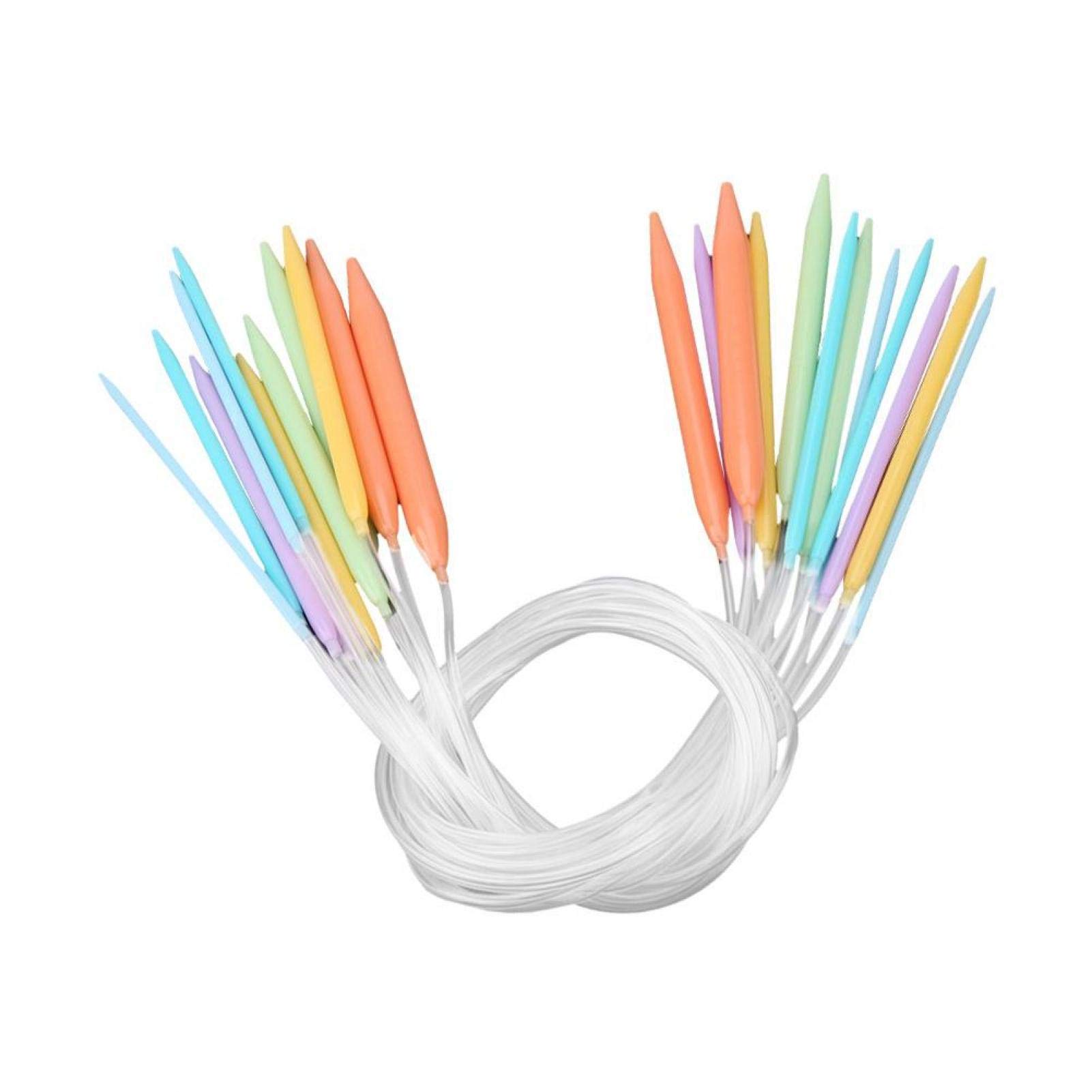 Oumefar Circular Knitting Needles Set,Multicolor Plastic Circular Tube Knitting Needles Kit Sweater Needle Set 12 PCS for Knitting Sweater Crafts Needle Set(80CM)