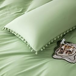 Luxlovery Sage Pom Pom Comforter Set Twin Ball Poms
