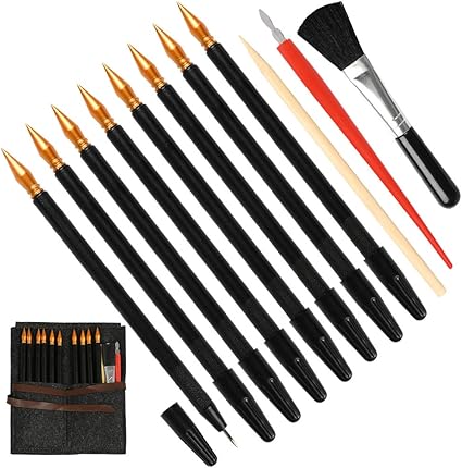 Amazon Com Yotino 14 Pcs Scratch Art Tools Set Scratch Sketch Art Painting With Bamboo Sticks Scraper Scratch Pen Black Brush Engraving Art Set For Adult Kids