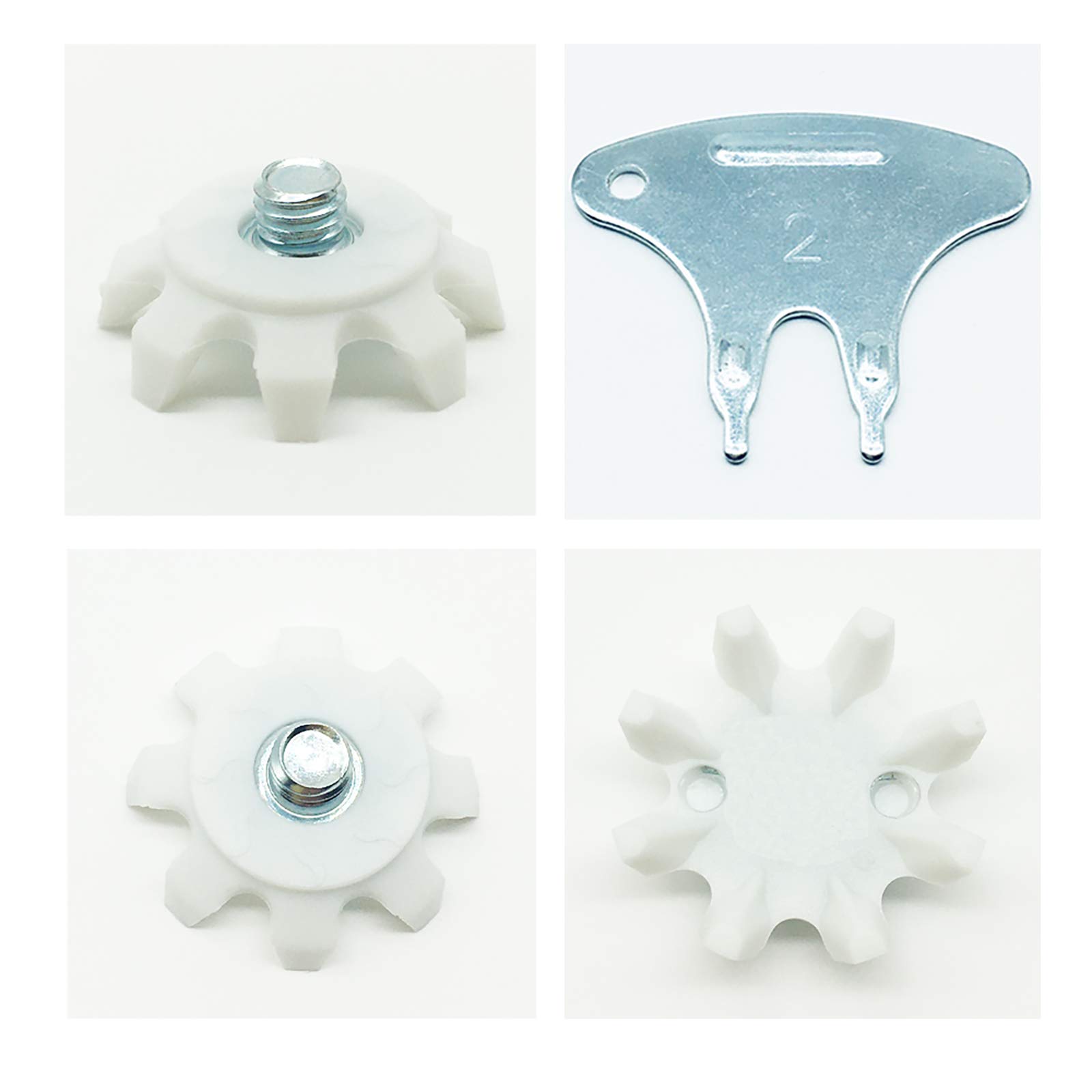 LONGKUN 28 Count Golf Shoe Spikes Replacements Metal Thread Screw Golf Cleats Replacement 1/4 Metric Thread Golf Shoes Spikes Screw Easy Install Golf Shoes (White)