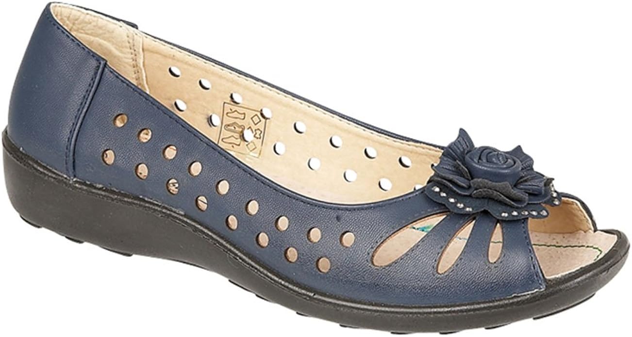 Ladies Navy Open Toe Slip on Shoes Amazon.co.uk Shoes & Bags