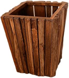 Bote de Basura Retro de Madera Maciza Cubos de Basura de Interior Hogar