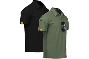 V VALANCH Polo Shirts for Men 2 Pack Tactical Performance Polo Short Sleeve Collared Work Shirt