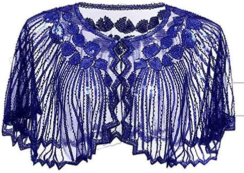Lamosi Women's 1920s Shawl Beaded Sequin Deco Wedding Cape Evening Wrap Flapper Cover Up