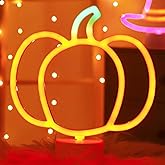 YAOZHOU Thanksgiving Table Decor,Pumpkin Lights Lamp, Neon Signs Battery Operated, Halloween Decorations Indoor, Cute Vintage Fall Decor for Home, Room, Kitchen, Desk, Office