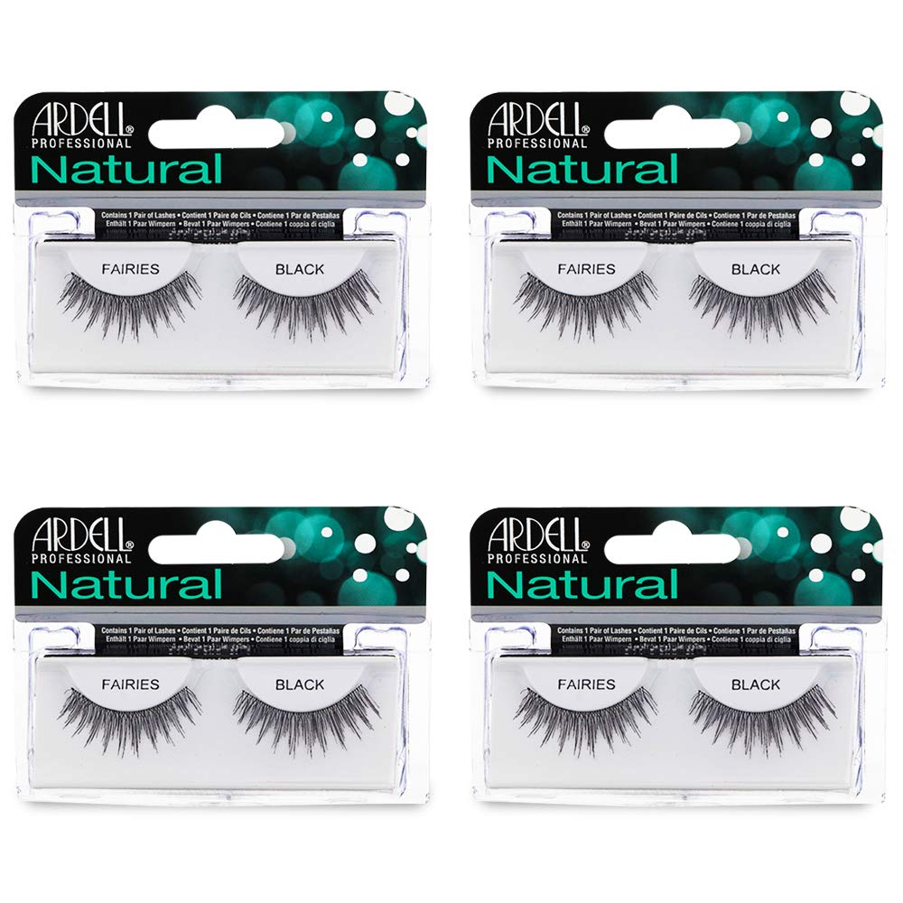 ArdellNatural Lashes False Eyelashes Fairies - Black, Lightweight Reusable Strip Lashes, 4 Pack
