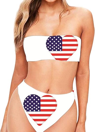 high waisted american flag bikini