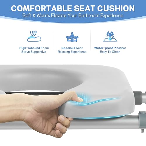 Raised Toilet Seat With Handles - Adjustable Height Safety Frame For Seniors & Mobility