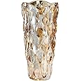 CEMABT Amber Glass Vase for Centerpieces, 9.4-inch Height, 5.1-inch Opening Width, 3.4 lbs Weight, Unbreakable, Suitable for All Kinds of Flowers, Modern and Elegant