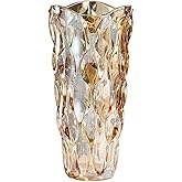 CEMABT Amber Glass Vase for Centerpieces, 9.4-inch Height, 5.1-inch Opening Width, 3.4 lbs Weight, Unbreakable, Suitable for All Kinds of Flowers, Modern and Elegant