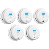 X-Sense Smoke Detector and Carbon Monoxide Detector, SC01, 5-Pack | 10-Year Sealed Battery (Not Hardwired), Real-Time CO and Battery LCD Display, UL 217 &amp; UL 2034 Certified