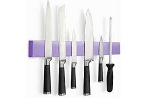 Professional 16" Magnetic Knife Strip, Stainless Steel Knife Magnet Rack Bar Holder, Purple