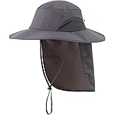 Home Prefer Outdoor UPF50+ Mens Sun Hat with Neck Flap Womens UV Protection Hat Wide Brim Safari Fishing Hiking Gardening Hat