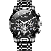 OLEVS Watches for Men,Luxury Big Face Mens Watch Stainless Steel Quartz Analog Dress Watches for Men Luminous Multifunction Chronograph Man Watch Relojes De Hombre