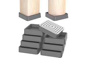 CHWM Furniture Coasters, Furniture Caster Cups - Non Slip Furniture Pads Hardwoods Floors - Non Skid Furniture Grippers, Square Silicone Furniture Feet Caps, (Grey, 8Pcs 3")