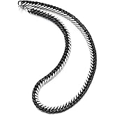 Men’s Steel Chain Necklace, Two-Tone Black and Silver Cuban Link, Bold Hip Hop Punk Style Jewelry