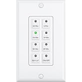 BN-LINK Countdown Bathroom Fan Timer Switch for Exhaust Fan Lights Heaters | 5-10-20-30-45-60mins Preset Push Button, Auto Shut Off, 15A, 1/2HP, Neutral Required, Wall Plate Included, White, ETL Listed