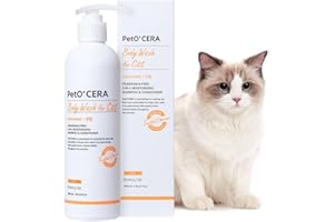 Breezytail PetO’Cera All-in-One Cat Shampoo and Conditioner | Hypoallergenic Cat Skin & Coat Care | Itch Relief, Moisturizing & Rejuvenating | Veterinarian Approved (10.1oz, 300ml) (Unscented)