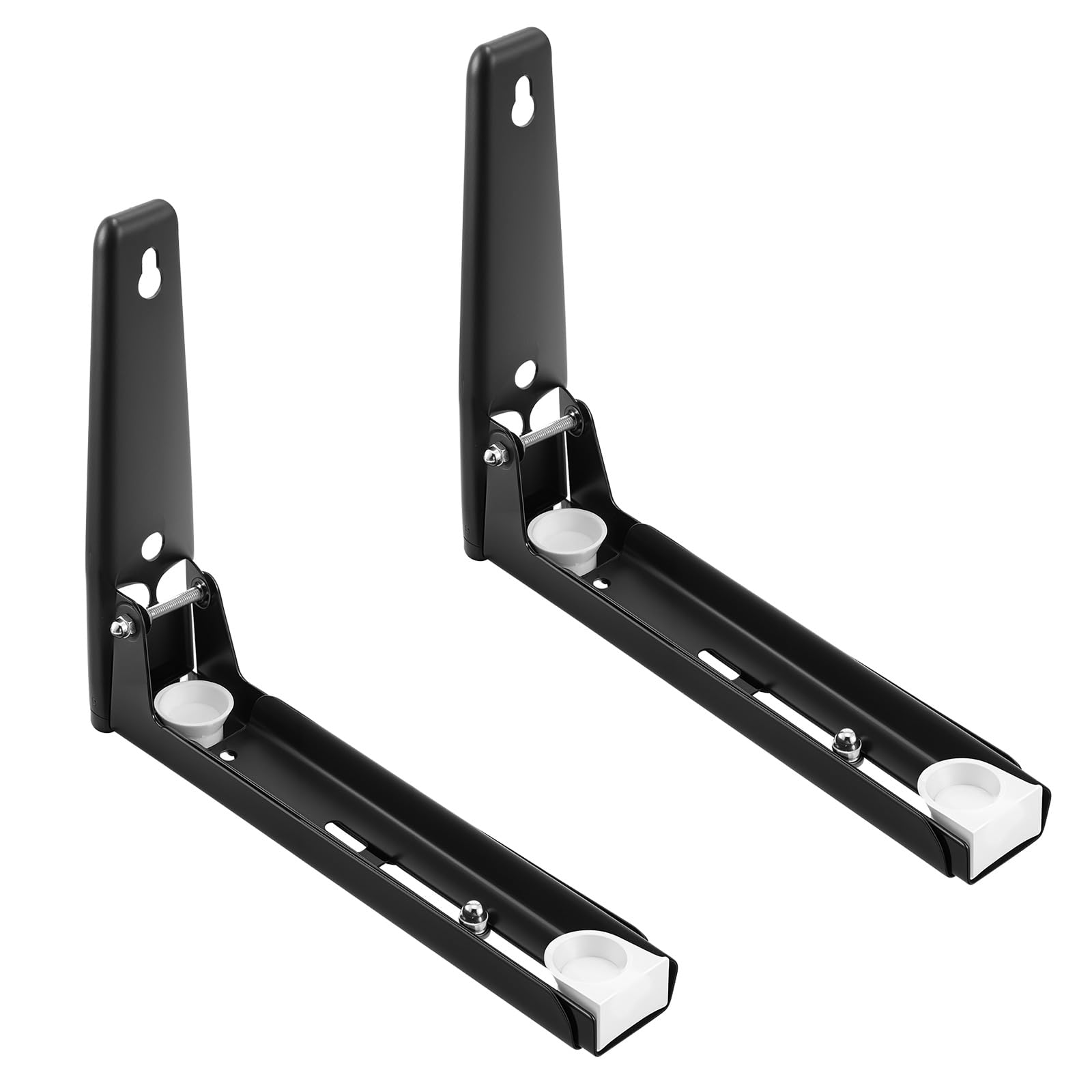 Photo 1 of 2 Pcs Steel Universal Wall-Mounted Microwave Brackets, Stainless Steel Microwave Mount Bracket, Retrackable Foldable Microwave Oven Wall Mounted Stand Holder Rack Bracket for Home Kitchen Accessories