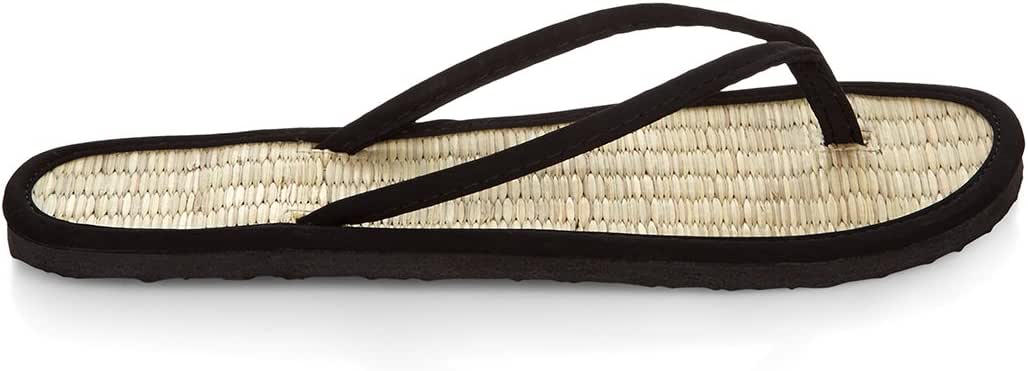 black seagrass flip flops