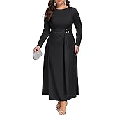 Carrdc Plus Size Dresses for Curvy Women Long Sleeve Cocktail Dress