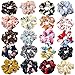 WillingTee 20pcs Women's Hair Scrunchies Chiffon Flowers Elastic Hair Bands Scrunchy Hair Ties Ropes Scrunchie Hair Scrunchies Chiffon Ponytail Holder for Women and Ladies
