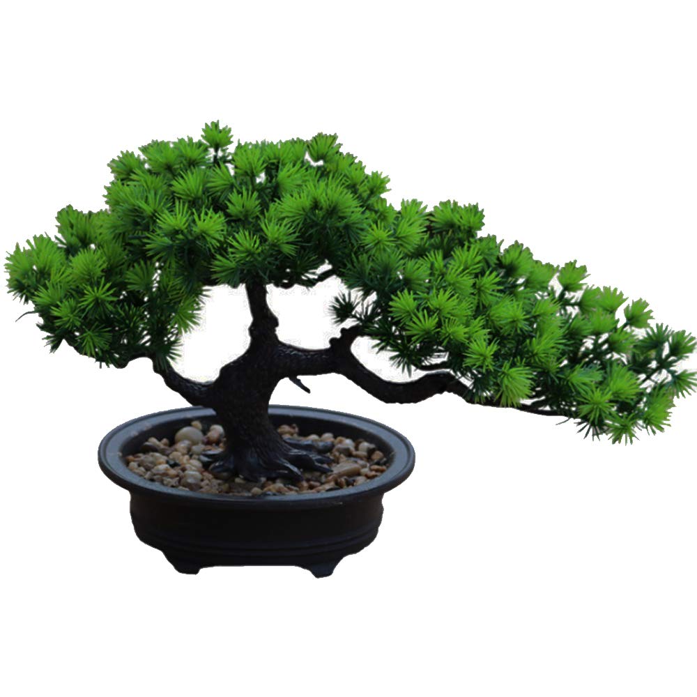 Aisamco Artificial Bonsai Tree Fake Plant Decoration Potted Artificial House Plants Japanese Pine Bonsai Plant 19 cm in Height 34 cm in Width for Home Decoration Desktop Display