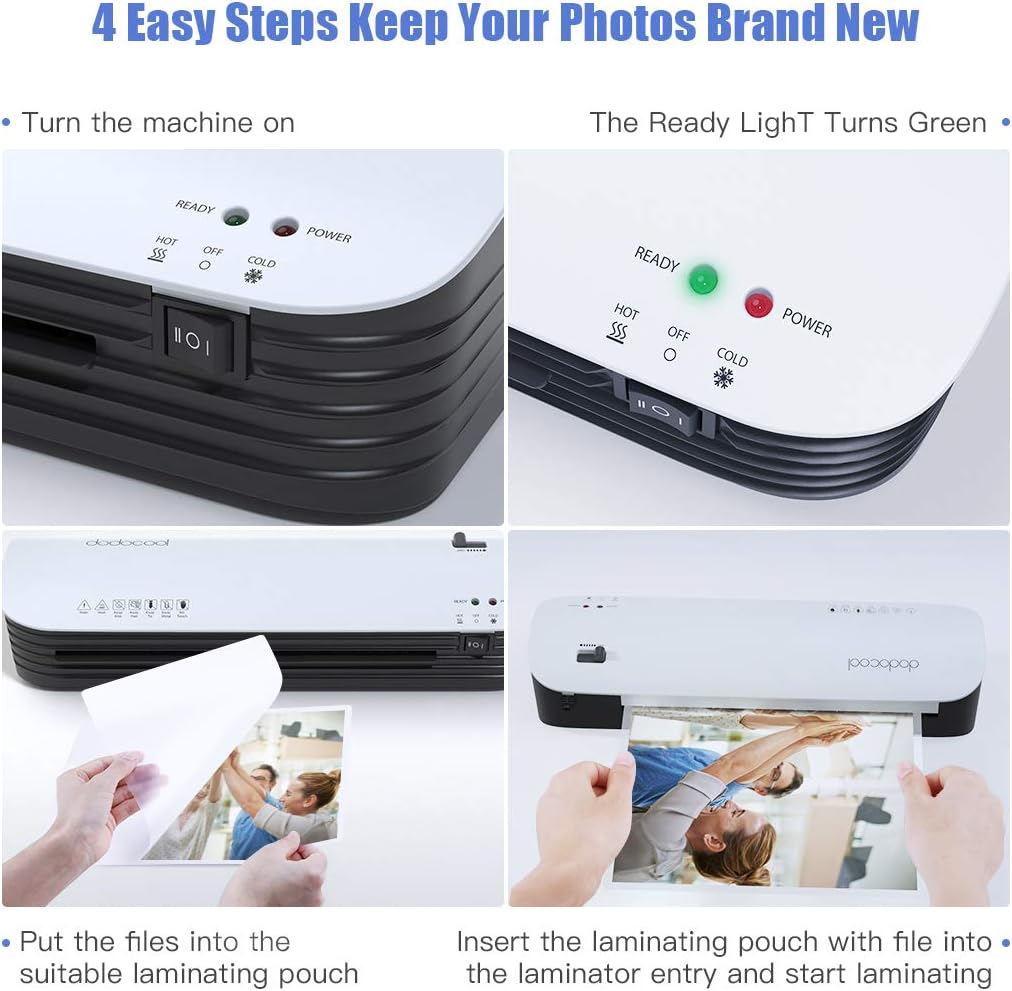 Laminator, dodocool Thermal Laminating Machine, 4 in 1 Personal Laminator for Home Use Shcool Teacher Office, 9 Inches Small Cold Lamination Machine with 20 A4 A5 A6 Pouches Trimmer Corner Rounder : Office Products